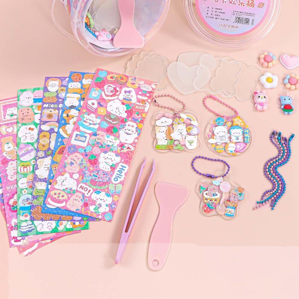 Lanfy Happy Bucket Guka Sticker Kartun Stiker Scrapbooking Stiker Alat Tulis Anak Sticker Goo Card Set Bahan Akun Tangan Handbook Full Set Handbook Bahan Guka Set