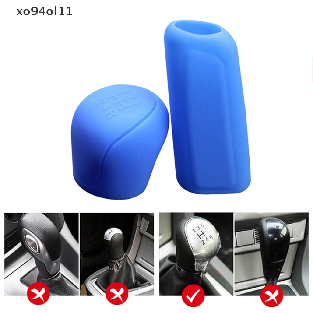 Xo 1Pc Car Auto Manual Silicone Shift Gear Head Knob Cover Rem Tangan Hand Brake Covers Sleeve Case Pelindung Kulit Styling Mobil OL