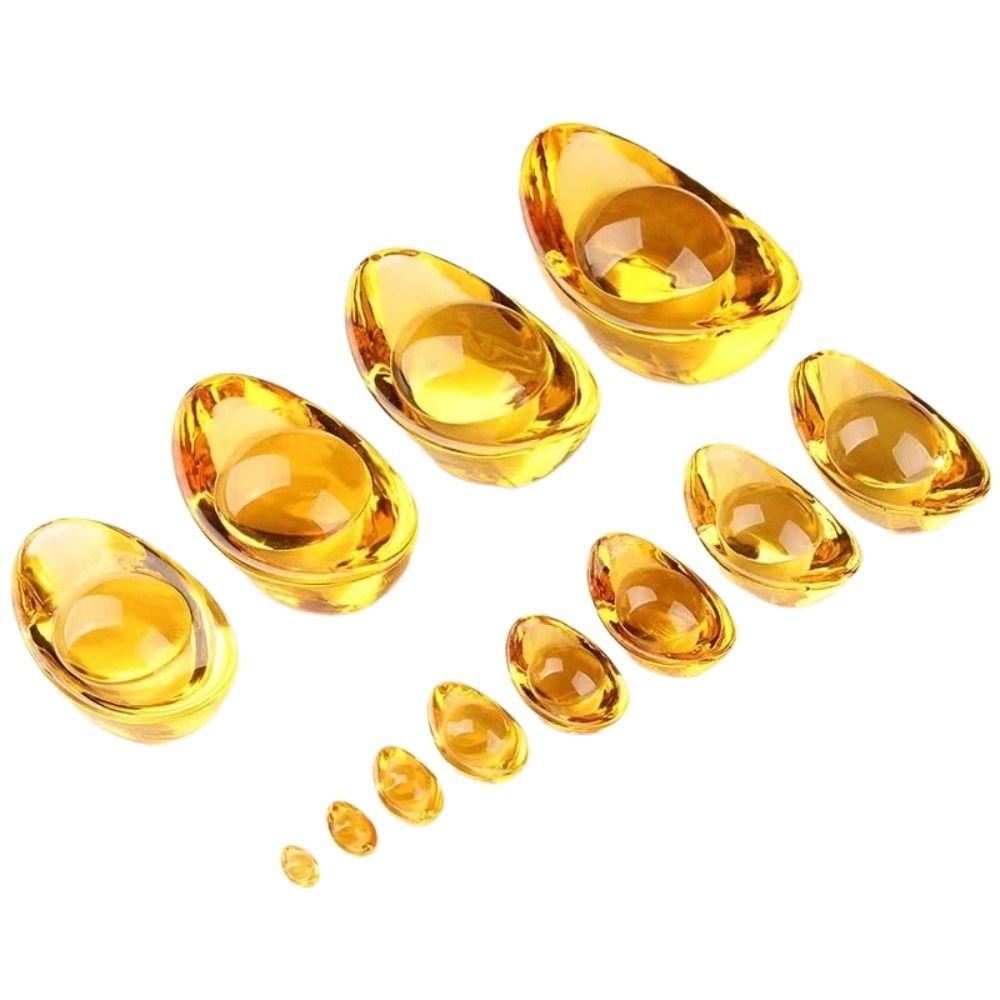 [Elegan] Ingot Kristal Sintetis Serbaguna Tradisi Cina Acara Hadiah Pembukaan Crystal Clear Ornamen Menguntungkan