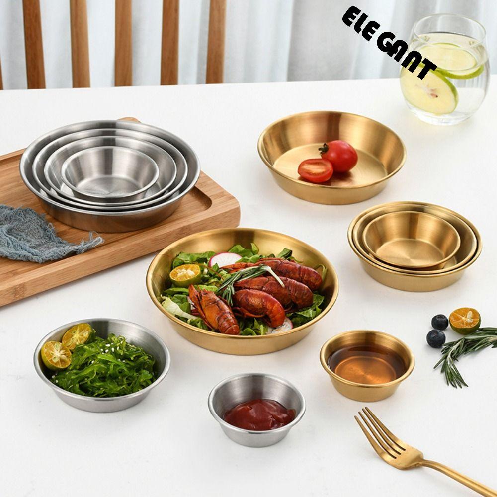 [Elegan] Sauce Cup Stainless Steel Barbecue Celup Restoran Sushi Vinegar Dishes Piring Piring Appetizer Disc