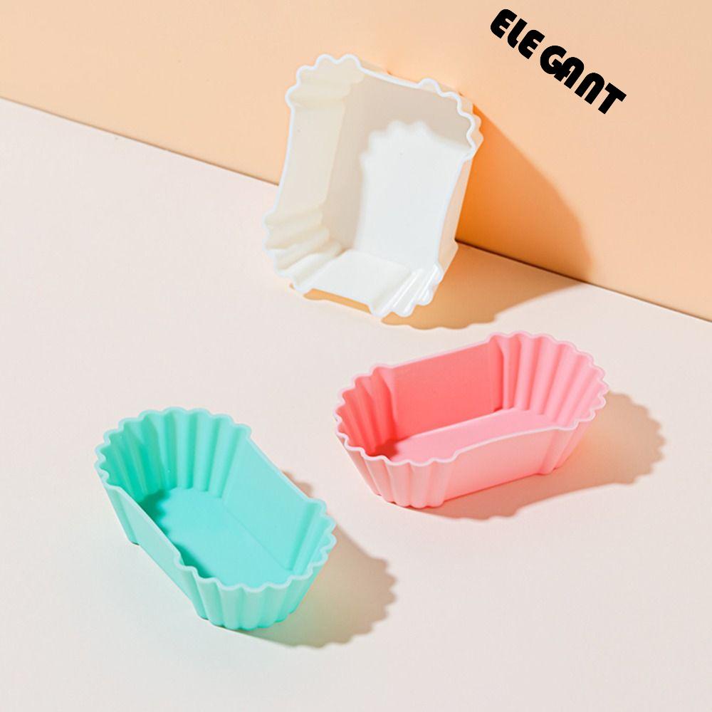 [Elegan] Cangkir Sekat Makan 3pcs/Set Cetakan Kue Silikon Reusable Warna-Warni Multifungsi