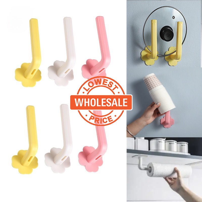 [Harga Grosir] [Unggulan] L Shaped Hooks Hiasan Dinding Handuk Tissue Gantungan Dapur Kertas Roll Rak Seamless Self-Adhesive Wall Hooks Tutup Panci Talenan Cangkir Tempat Penyimpanan