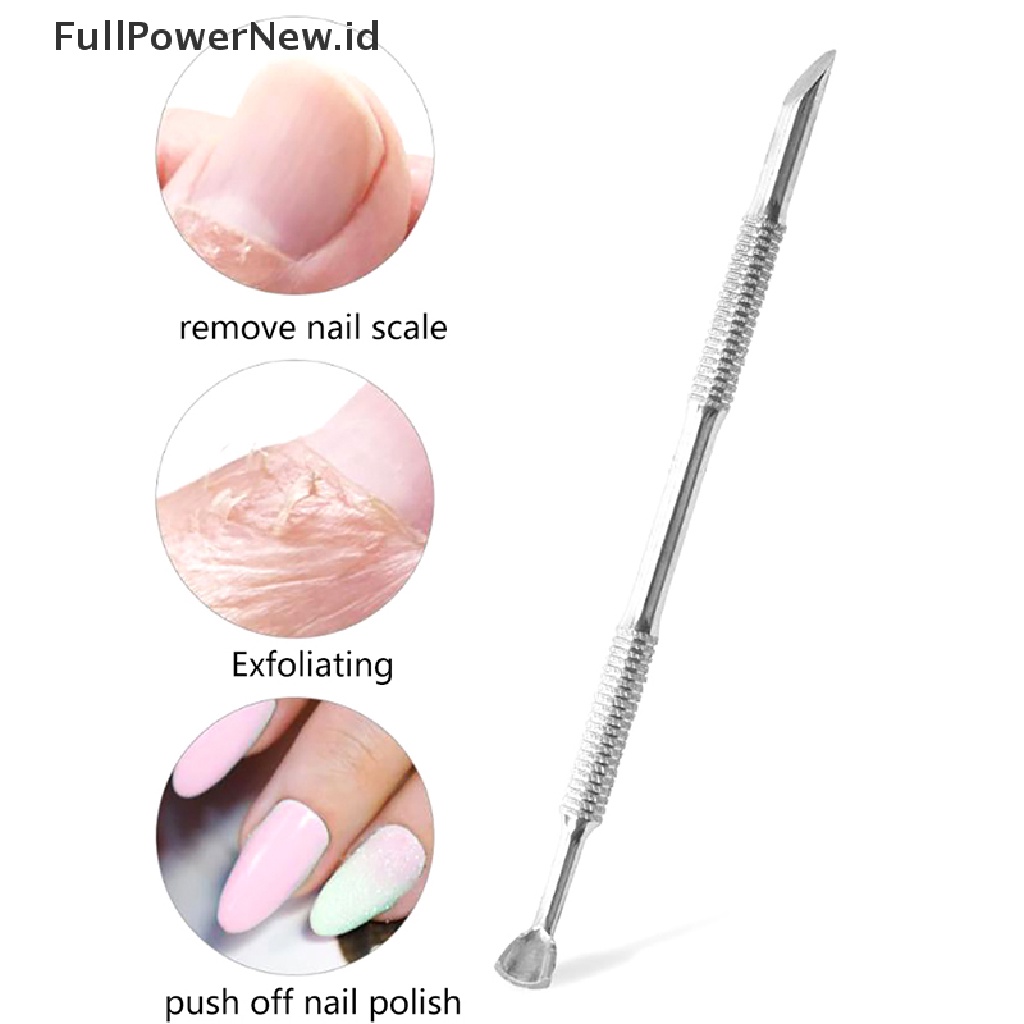 Power Stainless Steel Kutikula Pendorong Kuku Double Ended Spoon Nail Art Pedicure Alat ID