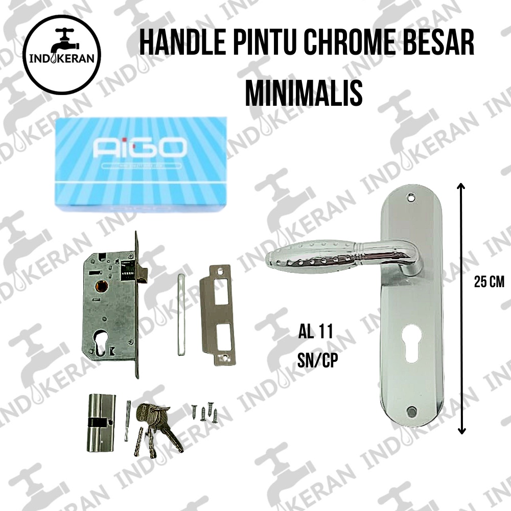 INDOKERAN - Handle Pintu Silver Chrome Kotak Minimalis - Besar