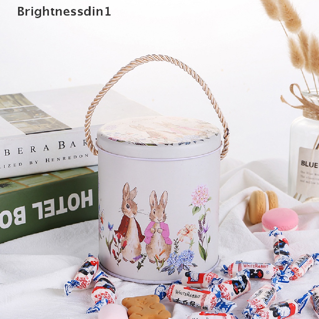 [Brightnessdin1] Vintage Tinplate Easter Rabbit Suitcase Candy Box Gift Box Cookie Koper Kecil Serba Serbi Organizer Penyimpanan Bisa Butik