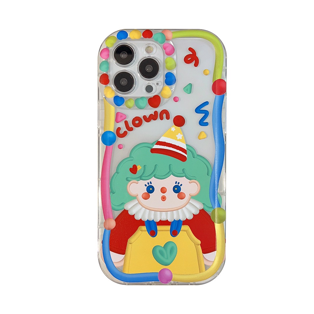 IPHONE Korea Lucu Fun Graffiti Gadis Jelek Kartun Silikon Case Untuk Iphone14 11 12 13 PRO MAX Casing Cover Pelindung AT0201