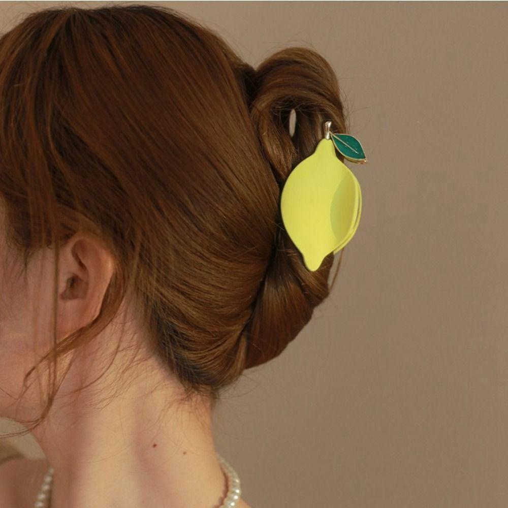 Agustinina Klip Rambut Buah Elegan Manis Jepit Rambut Simulasi Makanan Hiu Klip Bentuk Geometris Logam Aksesoris Rambut Perempuan