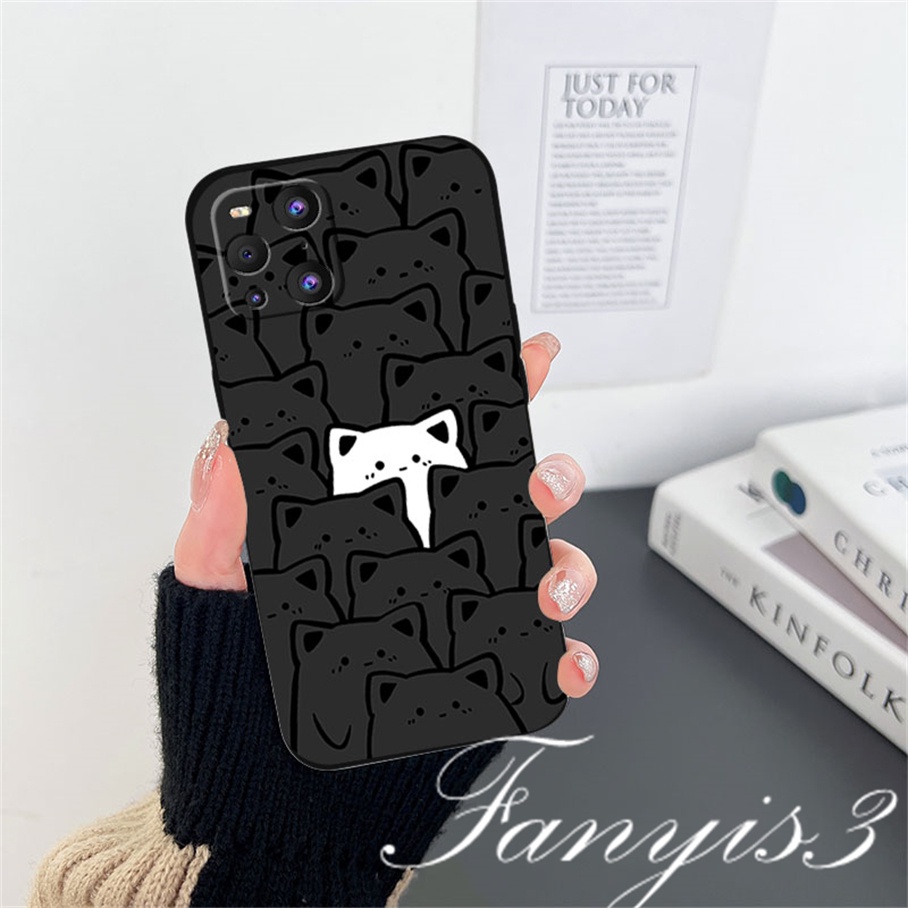 Redmi 12C A1 Plus Note 11 Pro+ 11 11s 10 10s 9 9s 8Pro 10A 10C 10 9C 9A 9T Xiaomi 11Lite 11TPro Poco X3Pro X3NFC Cute Black White Cat Phone Case Silicon Soft Cover Pelindung