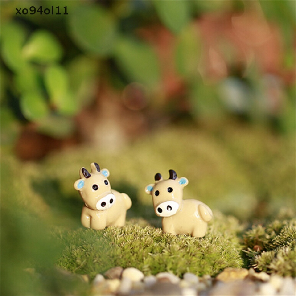 Xo 2pcs Miniatur Sapi Susu Lucu Peri Dekorasi Taman Kerajinan Taman Mainan Rumah OL