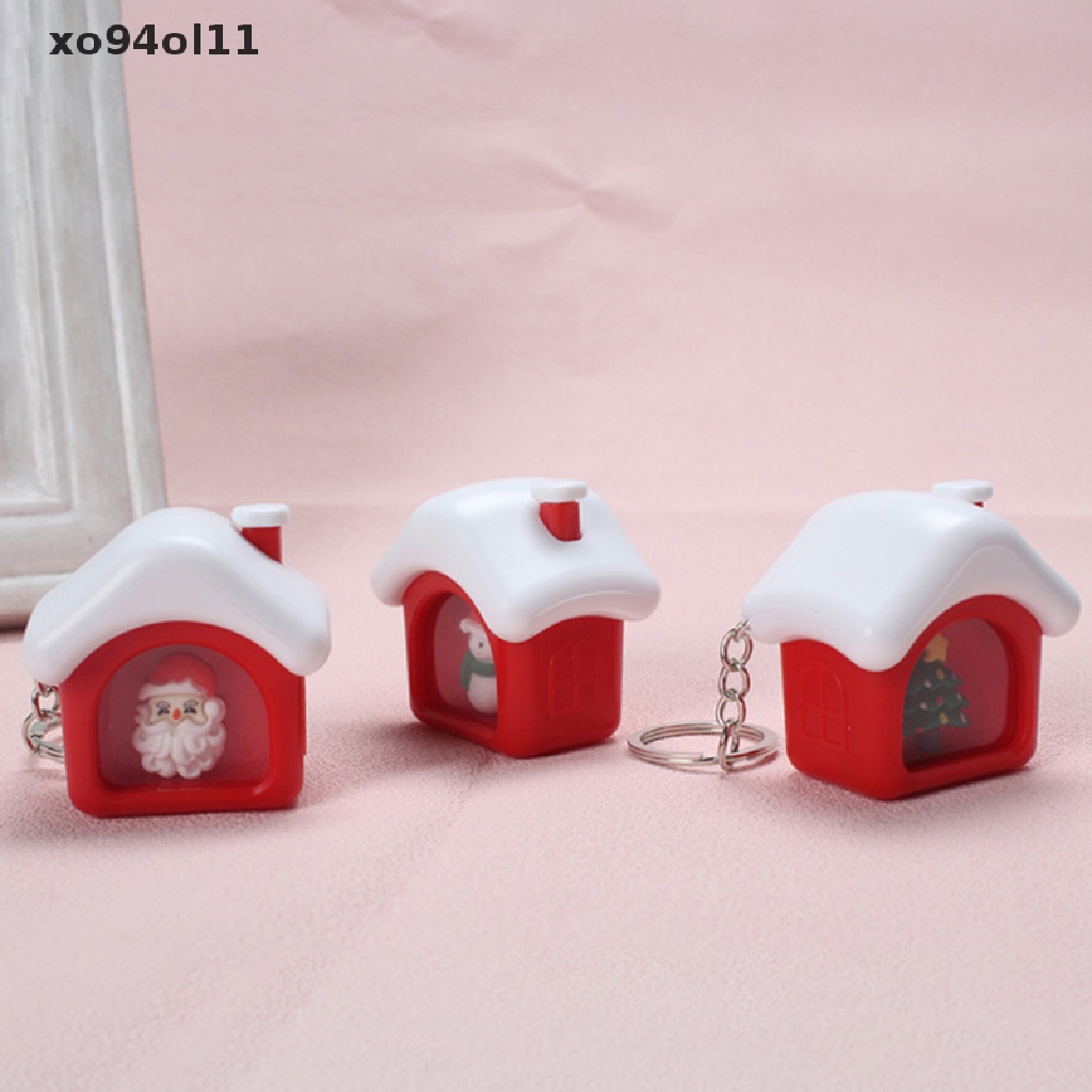 Xo 1PC Hiasan Natal Santa Claus led luminous Gantungan Kunci Liontin OL