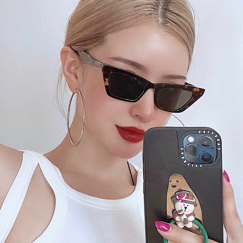 Papaozhu Ins Trendy Leopard Print Cat Eye Frame Sunglasses Untuk Wanita Pria Klasik Vintage Perlindungan UV Warna Kepribadian Mengemudi Kacamata