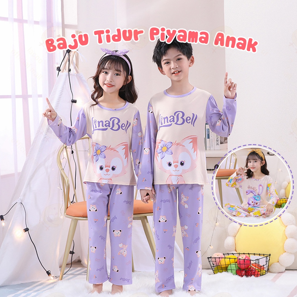 Lacoo Set baju tidur anak perempuan Piyama anak import Baju tidur piyama anak karakter