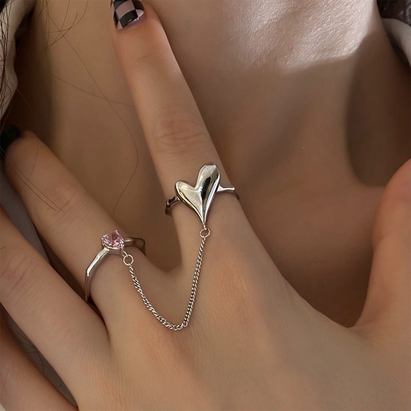 Cinta Hati Rantai Rumbai Cincin Untuk Wanita Pasangan Mode Baru Berkilau Ungu Zirkon Pesta Ulang Tahun Perhiasan Hadiah