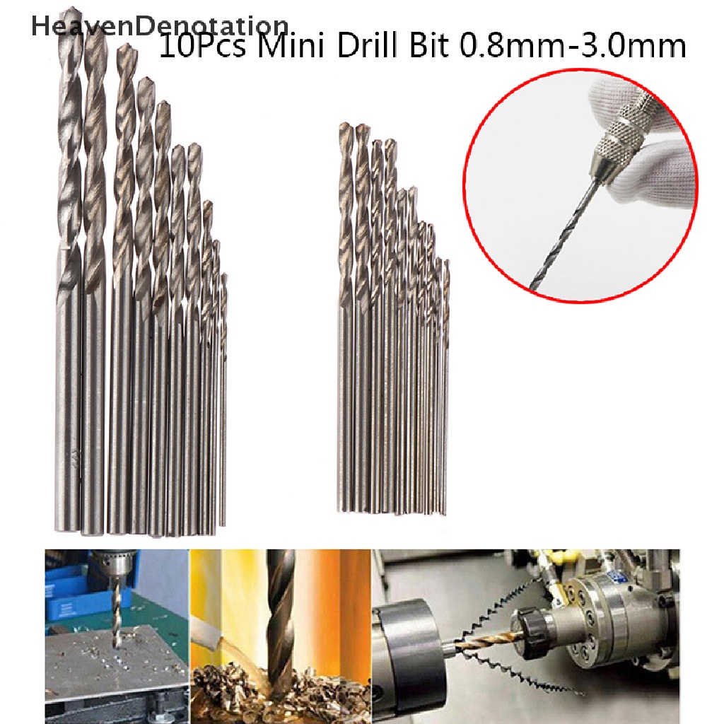 [HeavenDenotation] 10pcs/box Mini Drill HSS Bit 0.8mm-3.0mm Lurus Shank PCB Twist Drill Bits Set HDV