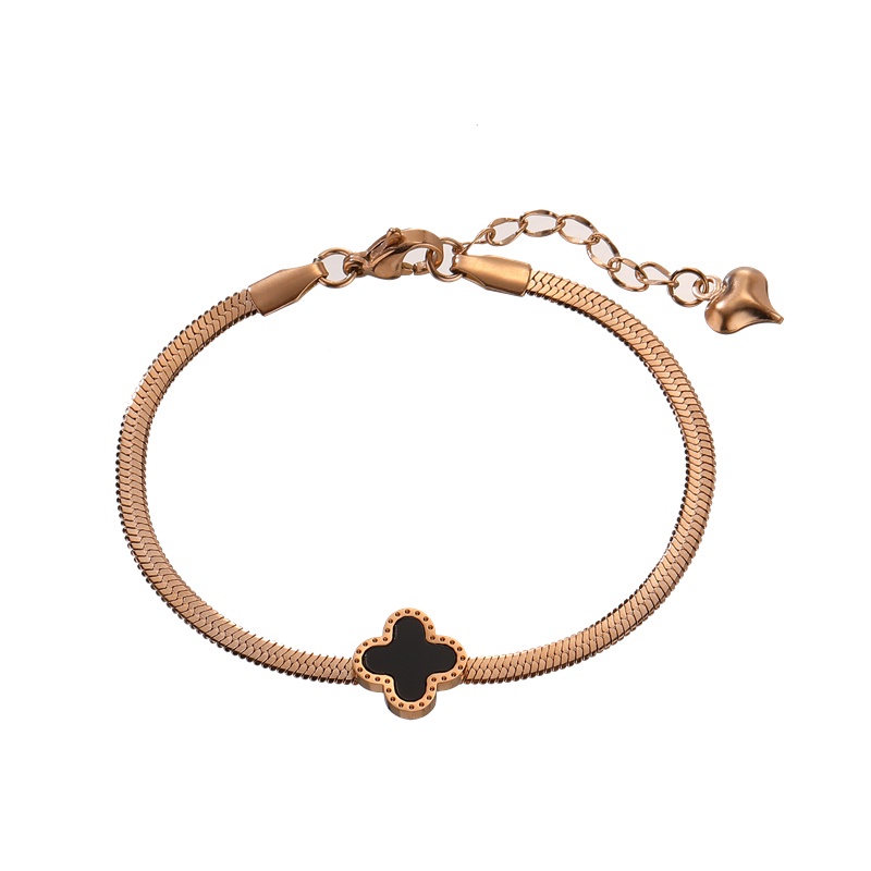 Four-leaf Clover Titanium Steel Gelang Perempuan 18 K Gold Plating Four-Leaf Clover Kalung Aksesoris Wanita Hadiah