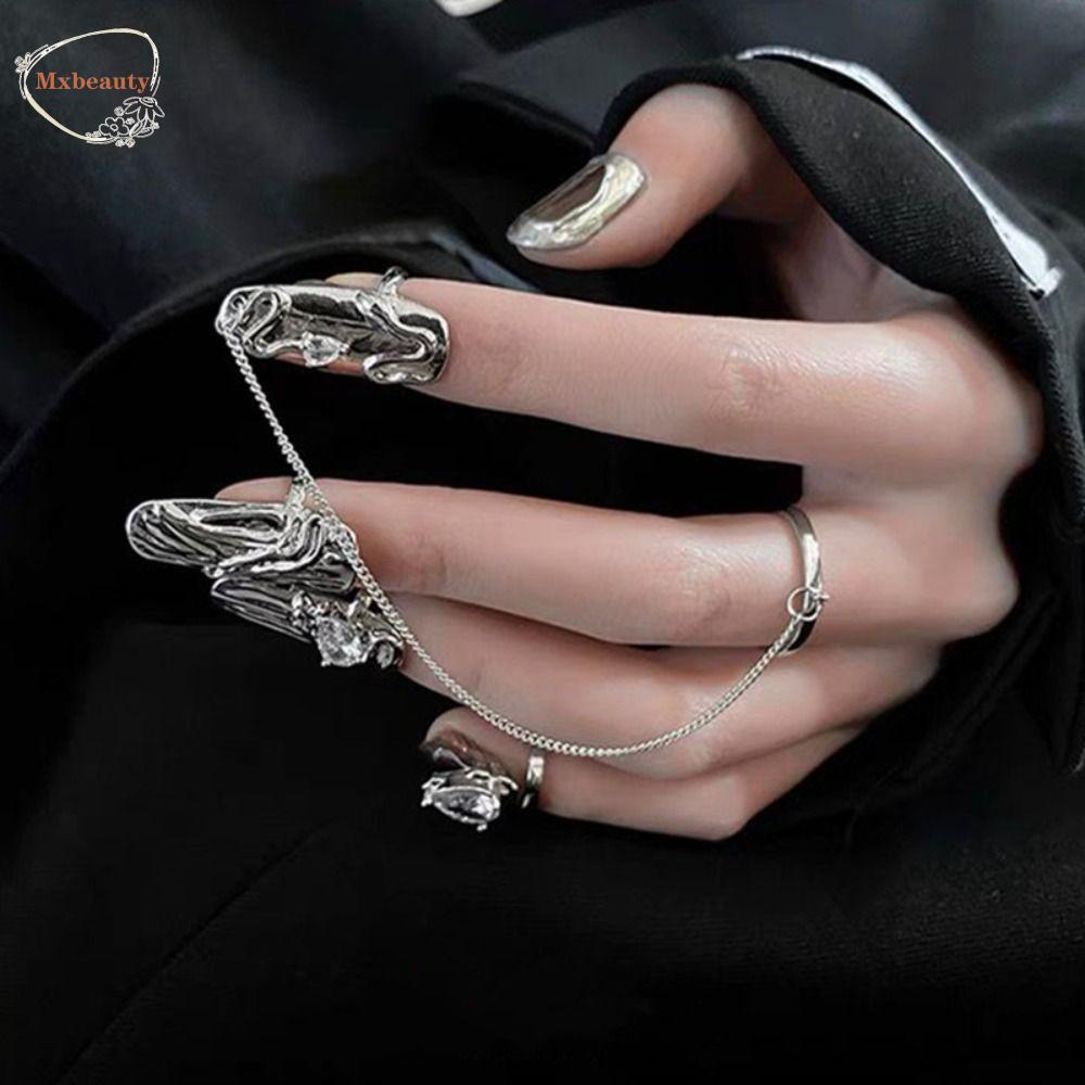 Mxbeauty Kuku Cincin Unik Adjustable Nail Art Cincin Baru Gaya Cina Paduan Hadiah Hari Valentine Logam Tidak Teratur Jari Cincin Set