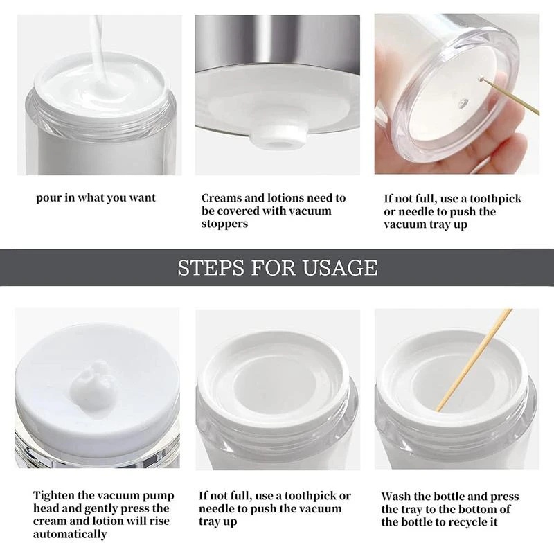 [HOT Sale] 15/30 /50ml Dengan Tutup Airless Pump Jar Kosong Portable Travel Anti Bocor Kosmetik Makeup Alat Isi Ulang Krim Gels Lotion Dispenser