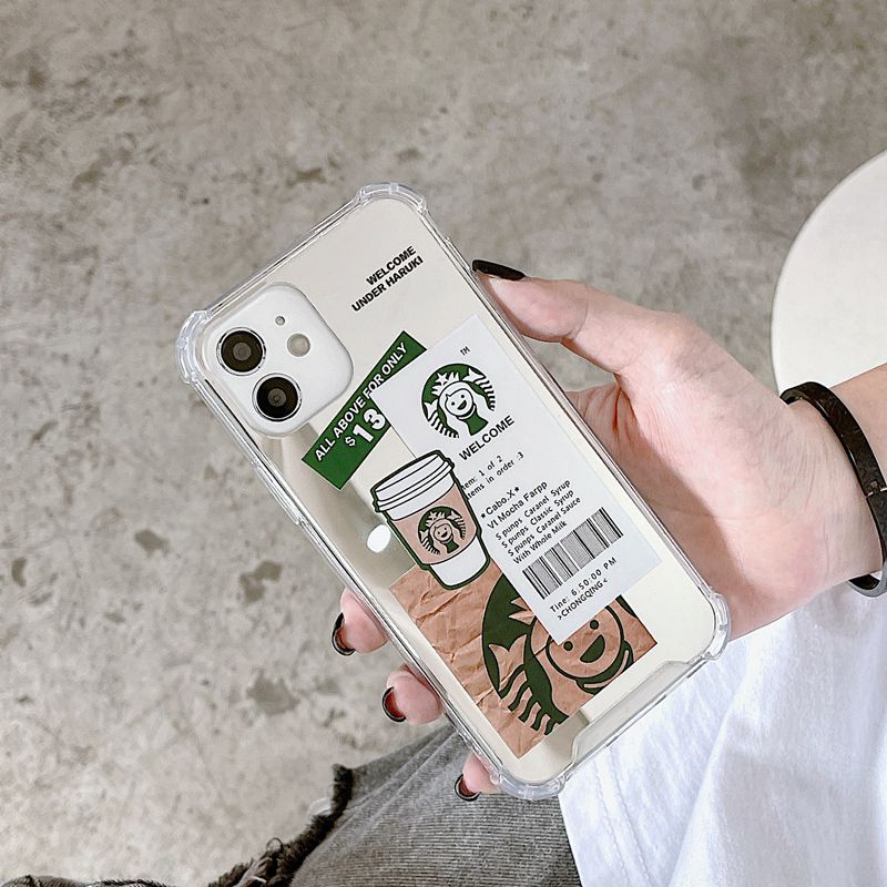 【Shock Proof Mirror】Silicone Soft Case Iphone 6S 7 8 Plus X XR XS Max IPhone 11 12 13 14 Pro Max 14 Plus 7+ 8+ 12 13 mini Starbucks