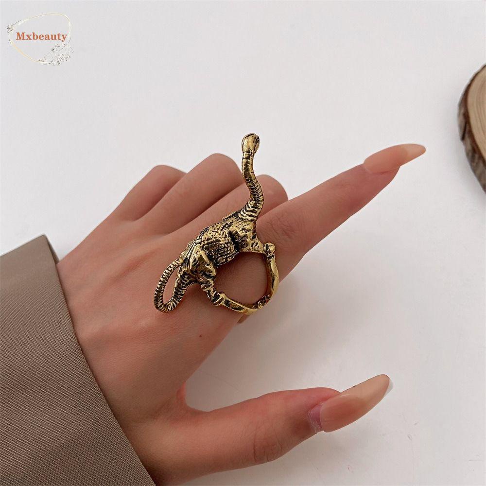 Mxbeauty Y2K Unisex Cincin Pesona Street Style Vintage Trendy Dinosaurus Kepribadian Hewan Jari Aksesoris Untuk Pria Wanita Serangga Alloy Ring