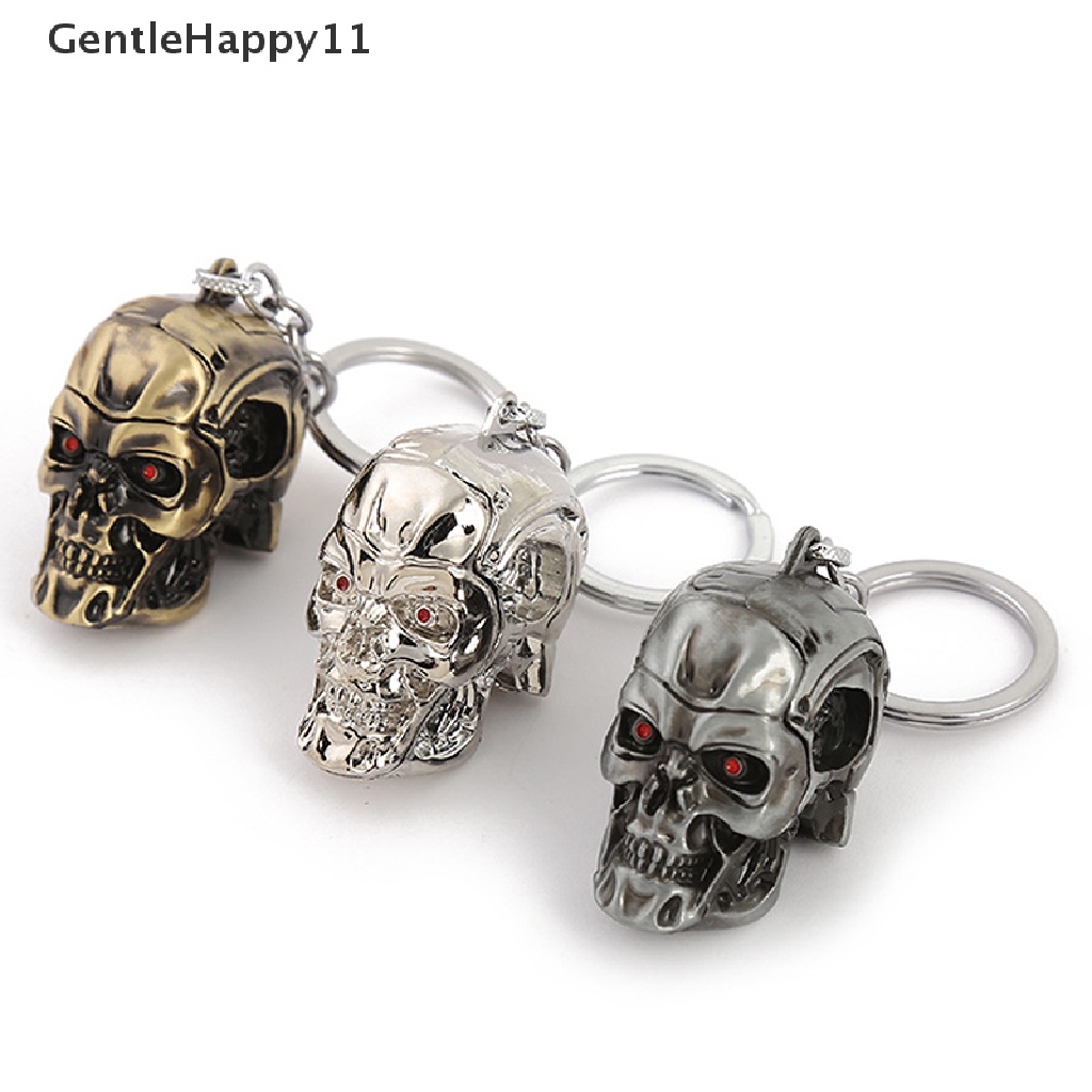 Gentlehappy Vintage Charm Terminator Skull Head Keychain Fashion Liontin keyring Kunci Mobil id
