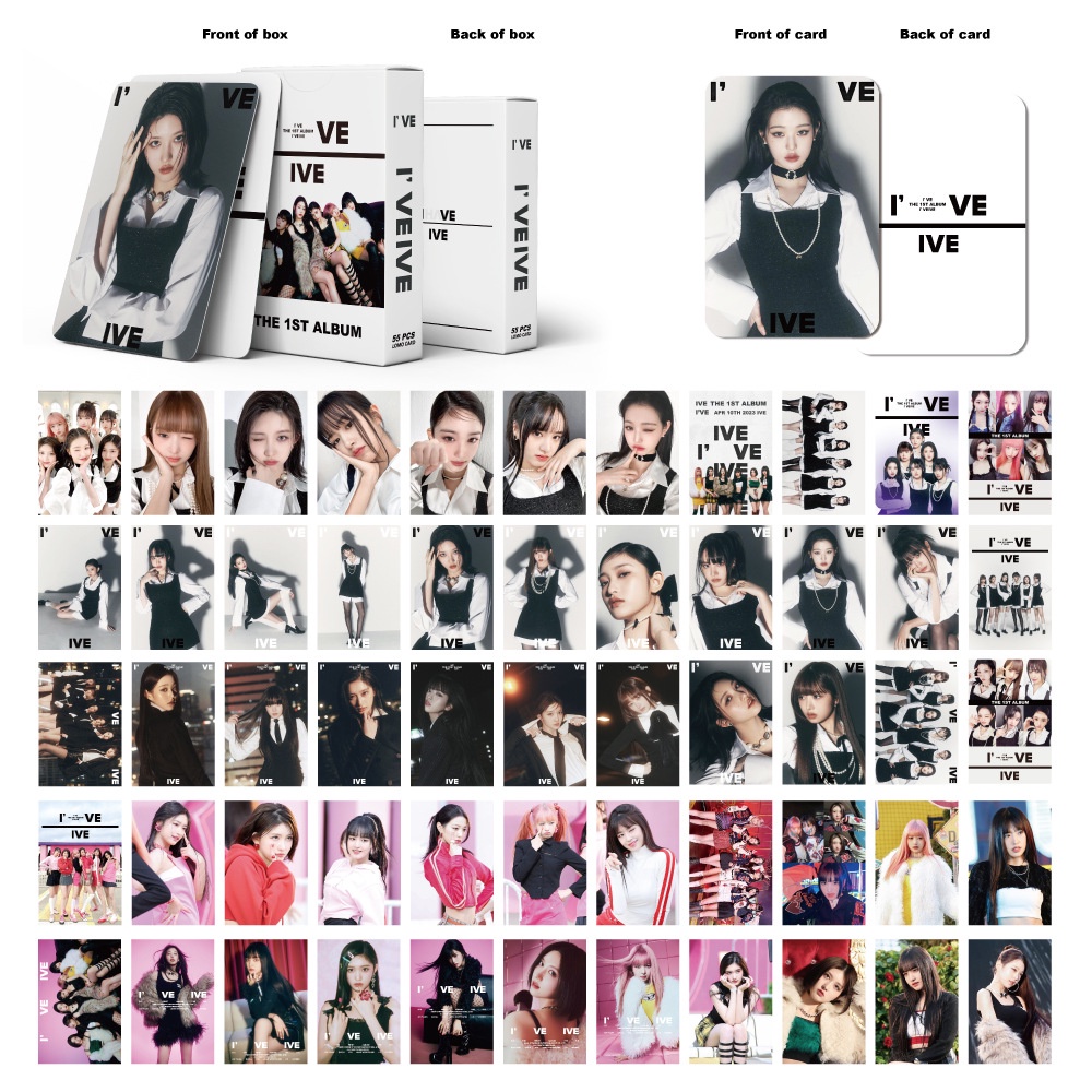 55pcs/box Album IVE 1ST I'VE Photocards LIZ WONYOUNG YUJIN LEESEO REI Gaeul2023Kartu Lomo Kpop Postcards Series