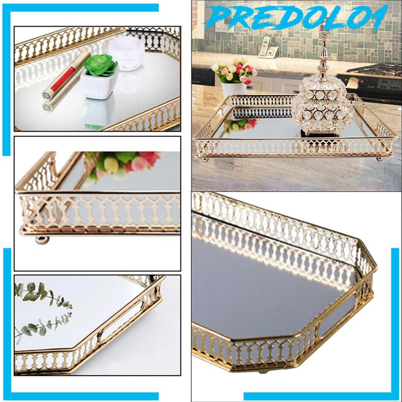 [Predolo1] Nampan Saji Cermin Piring Buah Mirrored Tray Untuk Vanity Untuk Makanan Snack Kue