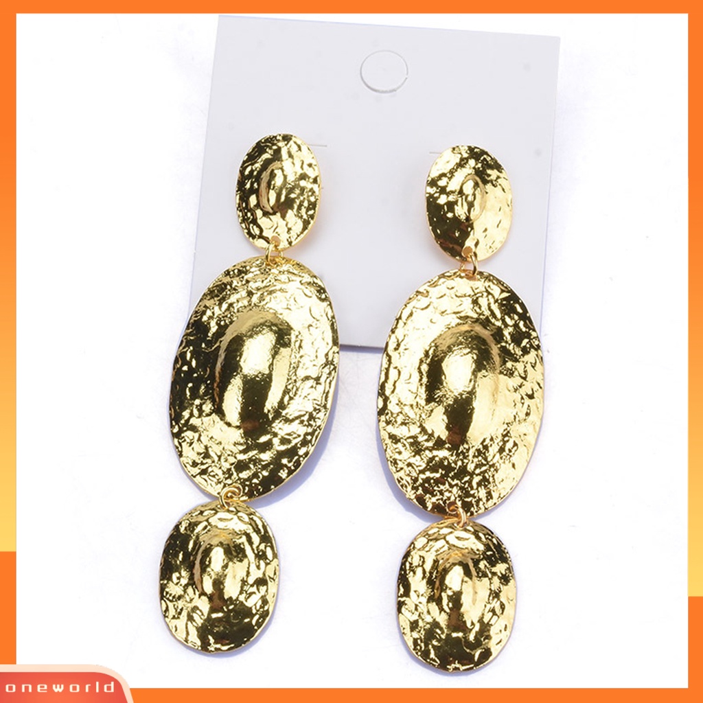 [EONE] 1pasang Anting Wanita Berlebihan Electroplating Shiny Dress Up Metal Eropa Dan Amerika Berlebihan Anting Panjang Perhiasan Aksesoris