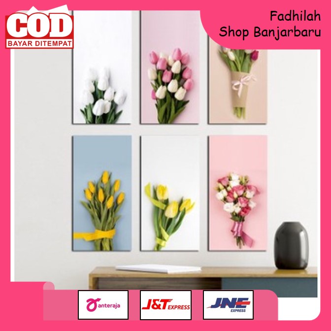 HIASAN DINDING BUNGA WALL DECOR BUKET (10x20cm) PAJANGAN KAYU BUNGA POSTER KAYU HIASAN DINDING KAMAR | FADHILAH SHOP BJB