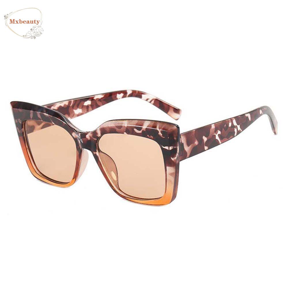 Mxbeauty Kacamata Hitam Mata Kucing Trendy Vintage Bingkai Besar Motif Leopard Hitam Klasik Gaya Korea Sunglasses