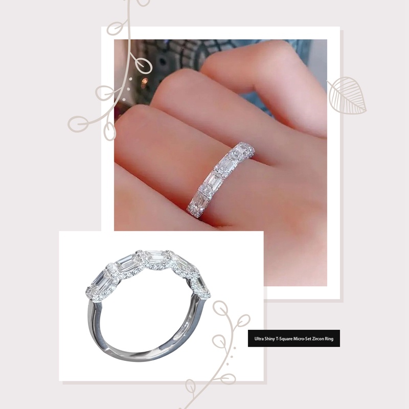 Sparkling Square Cubic Zirconia Cincin Untuk Wanita Indah Pengantin Akad Pernikahan Pesta Rings Fashion Dikontrak Perhiasan