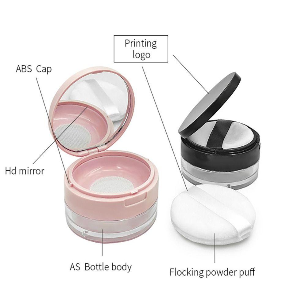 POPULAR Popular Loose Powder Box Touch Up Alat Makeup Case Kosong Compact Container Mirror Dengan Puff Wadah Bedak