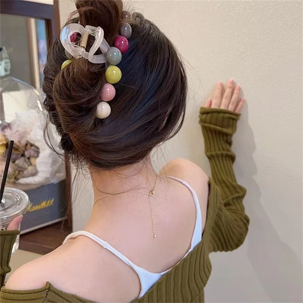 Musim Panas Trendy Manik-Manik Pelangi Jepit Rambut Ukuran Besar Hair Clip Hiu Klip Untuk Wanita Aksesoris Rambut