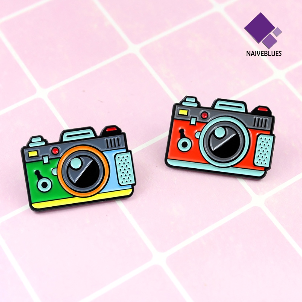 &lt; Naiveblues &gt; Kartun Multicolor Lencana Kamera Kerah Lapel Bros Pakaian Perhiasan Dekor