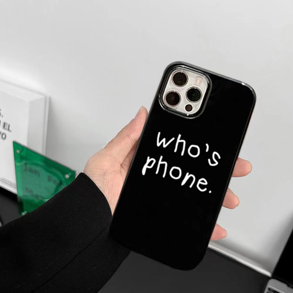 Cocok Untuk Iphone14 Pro Max Casing Ponsel iPhone Hitam Glossy TPU Soft Phone Case Kamera Perlindungan Tahan Guncangan Gaya Sederhana Kompatibel Dengan iPhone 13 13pro 13prm iPhone 11 7Plus 8Plus Xr XS 12 Pro Max Casing Ponsel