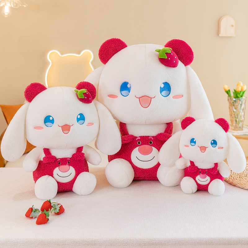 Kelinci Strawberry Plushie Hewan Lucu Tak Tertahankan Berubah Dari Kelinci Moer Lucu Cocok Untuk Anak-Anak