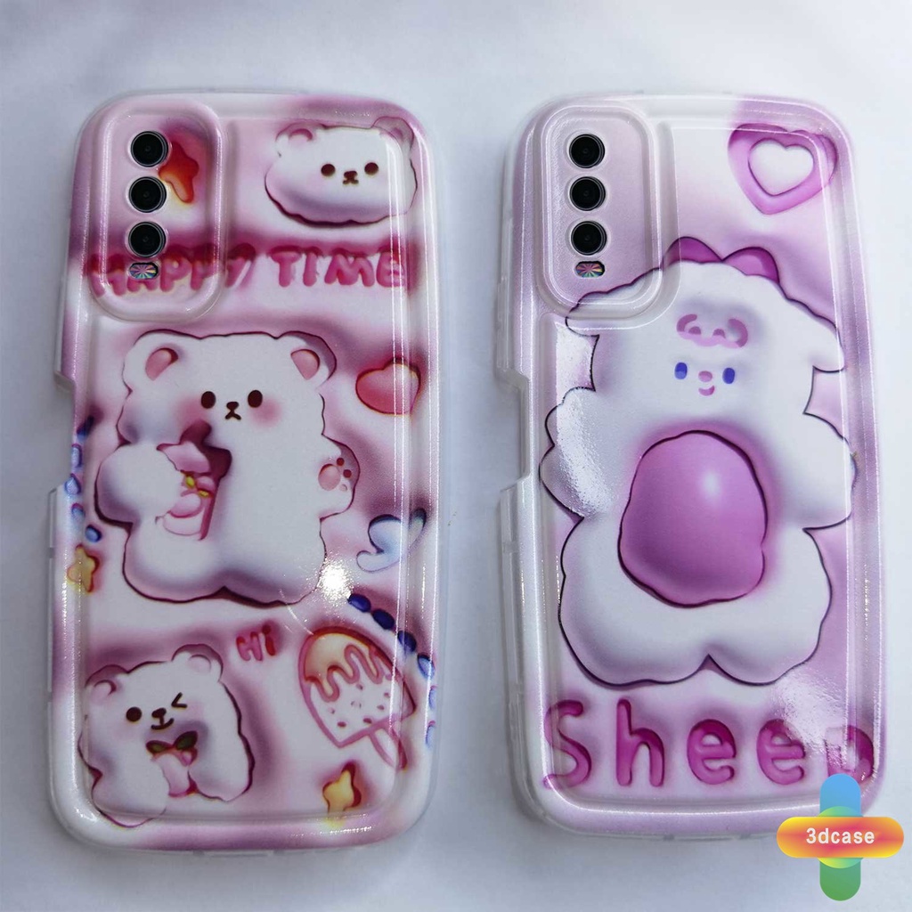 Case HP VIVO Y22 Y22S Y35 Y12S Y12 Y20 Y15S Y15C Y91C Y21 2021 Y16 Y21A Y21T Y30 Y21S Y21E Y21G Y20S Y12i Y3S Y33T Y15A Y01 Y02 Y01A Y91 Y30i Y93 Y95 Y15 Y17 Y50 Y53S Y51 2020 Y51A Y10 Y33S Y1S Cartoon Happy Bear Soft Airbag Soap Case