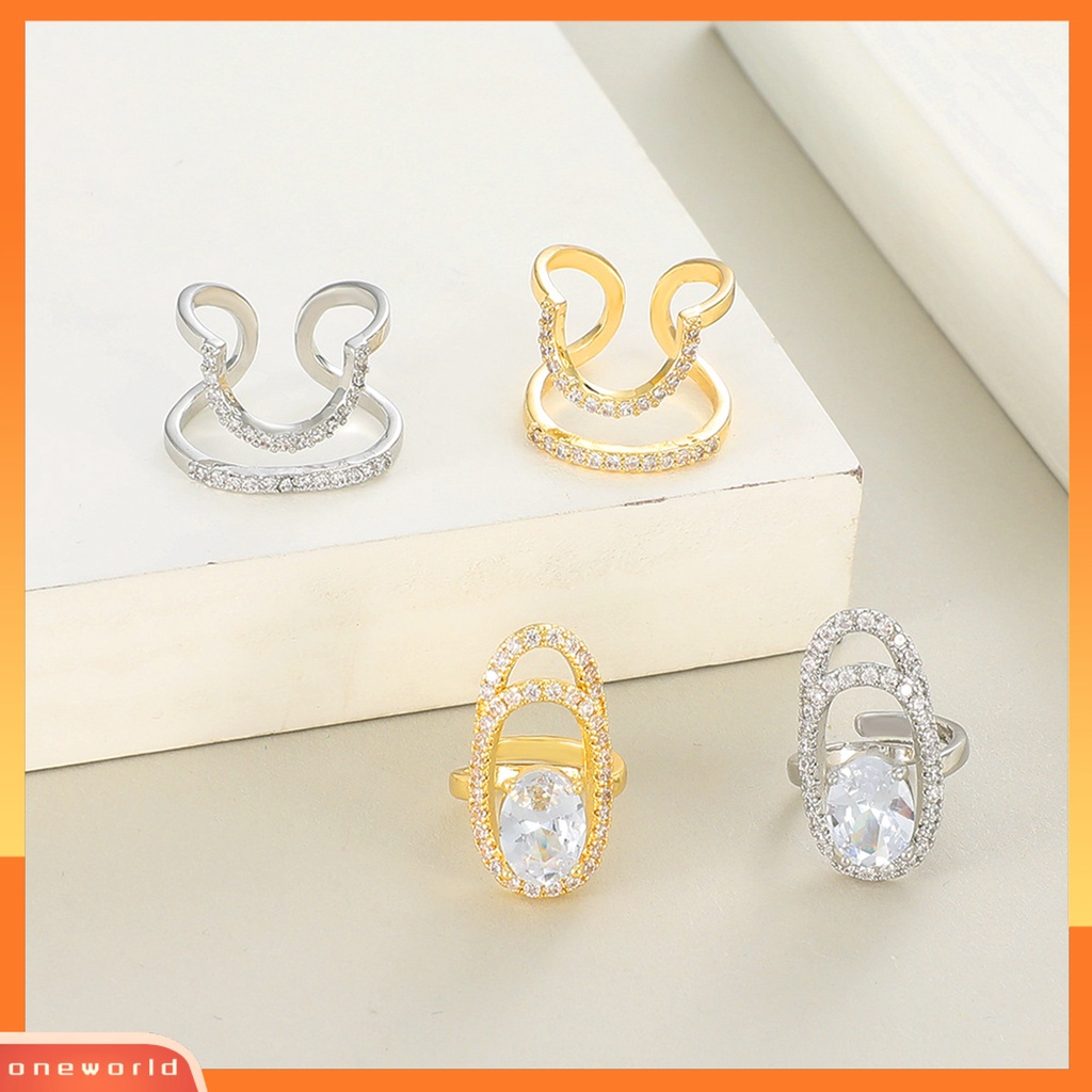[EONE] Cincin Kuku Berongga Berlian Imitasi Mengkilap Hias Berkilau Pembukaan Yang Dapat Disesuaikan Geometris Manicure Joint Ring Wanita Pesta Perhiasan Hadiah Untuk Pacar