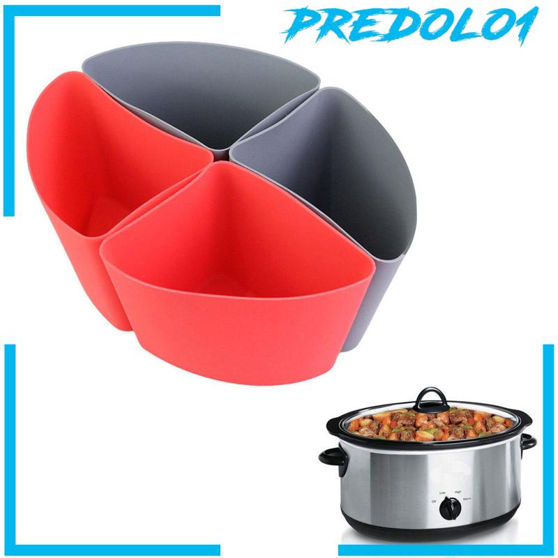 [Predolo1] 4pcs Slow Cooker Divider Anti Bocor Reusable Slow Cooker Silicone Insert