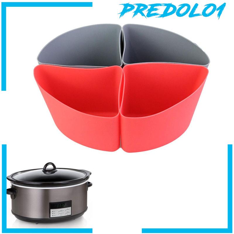 [Predolo1] 4pcs Slow Cooker Divider Anti Bocor Reusable Slow Cooker Silicone Insert