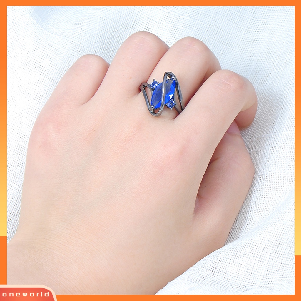 [EONE] Finger Band Retro Electroplating Kristal Imitasi Hypoallergenic Geometris Dress Up Skin-Touch S-shaped Female Knuckle Ring Untuk Pakaian Sehari-Hari