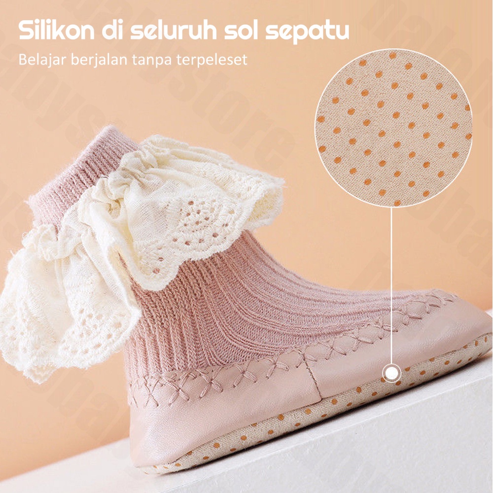 Halo Baby Sepatu Anak Bayi anti slip/Baby Prewalker Shoes Socks/Sepatu Prewalker Newborn/kaos kaki bayi renda