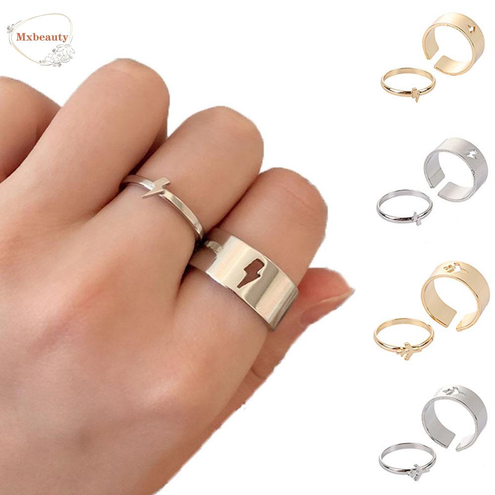 Mxbeauty Cincin Pasangan Trendy Punk Senada Cinta Pria Pesawat Perhiasan Fashion