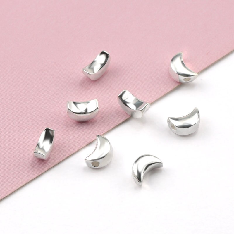 4gaya925 Sterling Silver Longgar Spacer Beads S925 Bintang Segitiga Bulan Bulat Manik-Manik Gelang Kalung Aksesoris Diy 5 Pcs/Lot