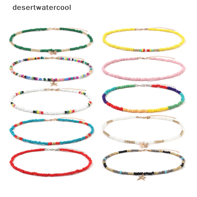 Deid Warna-Warni Manik Kecil Kupu-Kupu Bintang Liontin Choker Bohemia Kalung Wanita Perhiasan Martijn