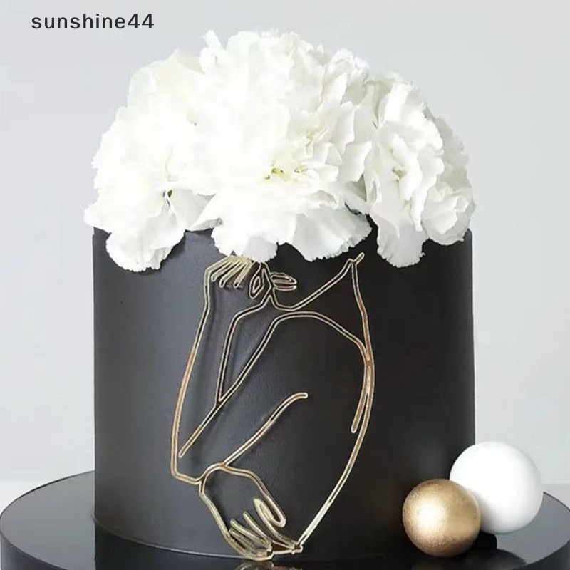 Sunshine Abstrak Garis Sederhana Acrylic Cake Topper Aksesoris Dekorasi Pernikahan Pesta ID