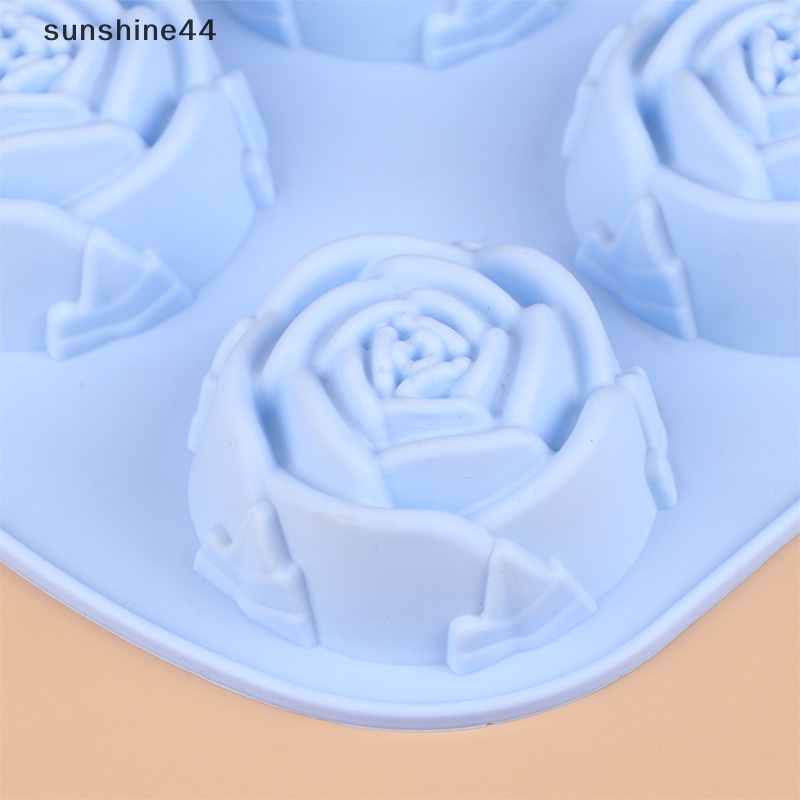 Sunshine 1Pc 6-Rose Flower Silicone Cake Ice Cream Cetakan Coklat Sabun Cetakan Silikon ID