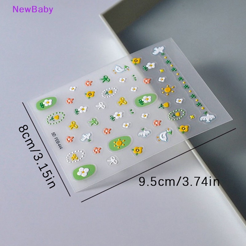 Newbaby 5D Nail Art Stiker Bunga Perekat Diri DIY Timbul Decals Spring Series ID