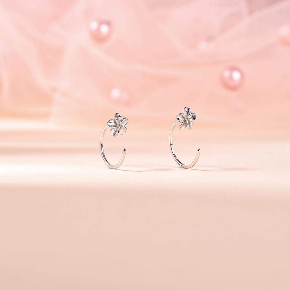 1pc Kupu-Kupu925 Sterling Silver Anting Bentuk C Bunga Hoop Earring Heart Moon Anting Bulat Tulang Rawan Telinga Tindik