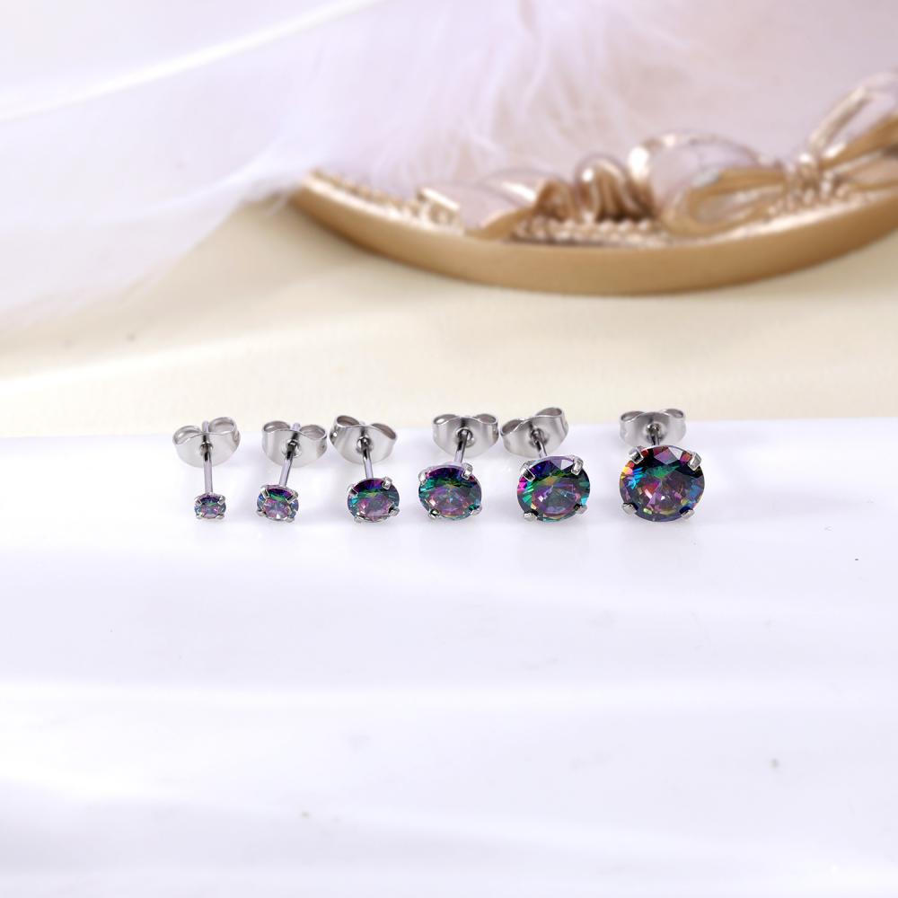 1pc 3 /4 /5 /6 /7/8mm Warna Kristal Stud Earrings Stainless Steel Anting Tulang Rawan Tragus Keong Helix Piercing Ear Stud