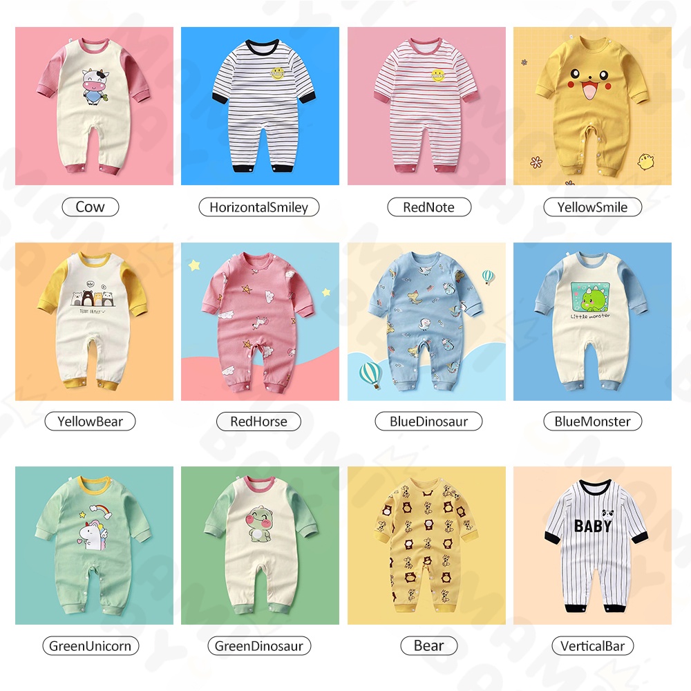 OKEYI baju bayi Jumper pendek bayi motif lucu bodysuit bayi newborn